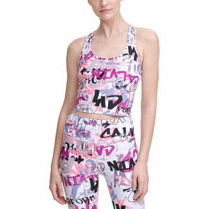 Calvin Klein Womens Activewear Performance Printed Racerback Cropped Tank Top